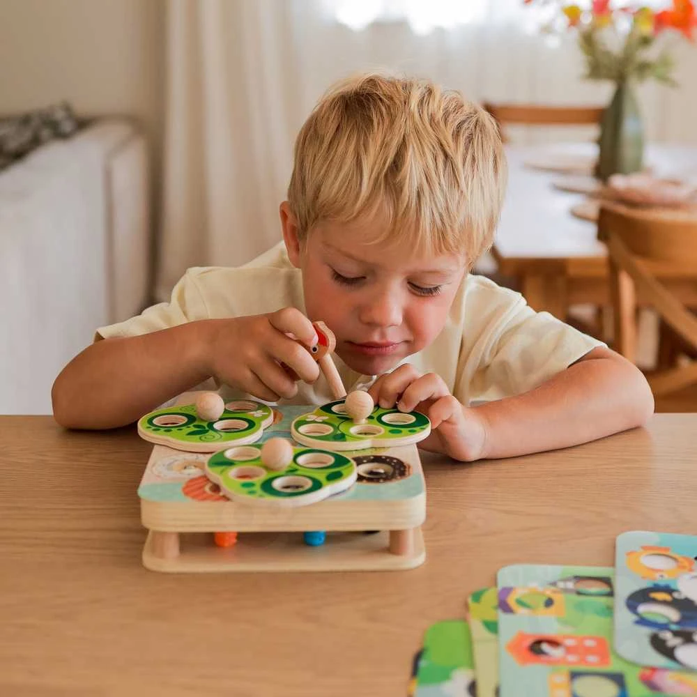 Tooky Toys TOOKY TOY Medinė Žaidimų Rinkinys 2w1 - Ištrauk Šliužus Vaikams