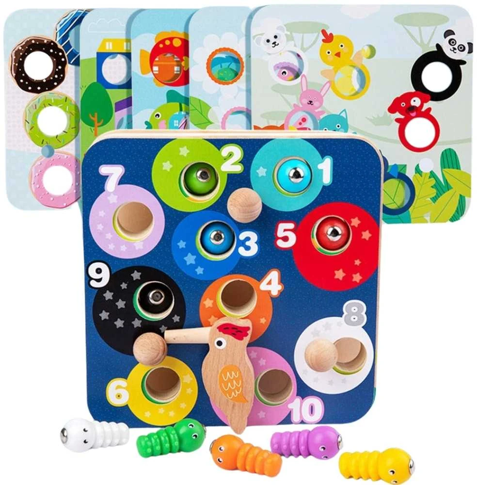 Tooky Toys TOOKY TOY Medinė Žaidimų Rinkinys 2w1 - Ištrauk Šliužus Vaikams