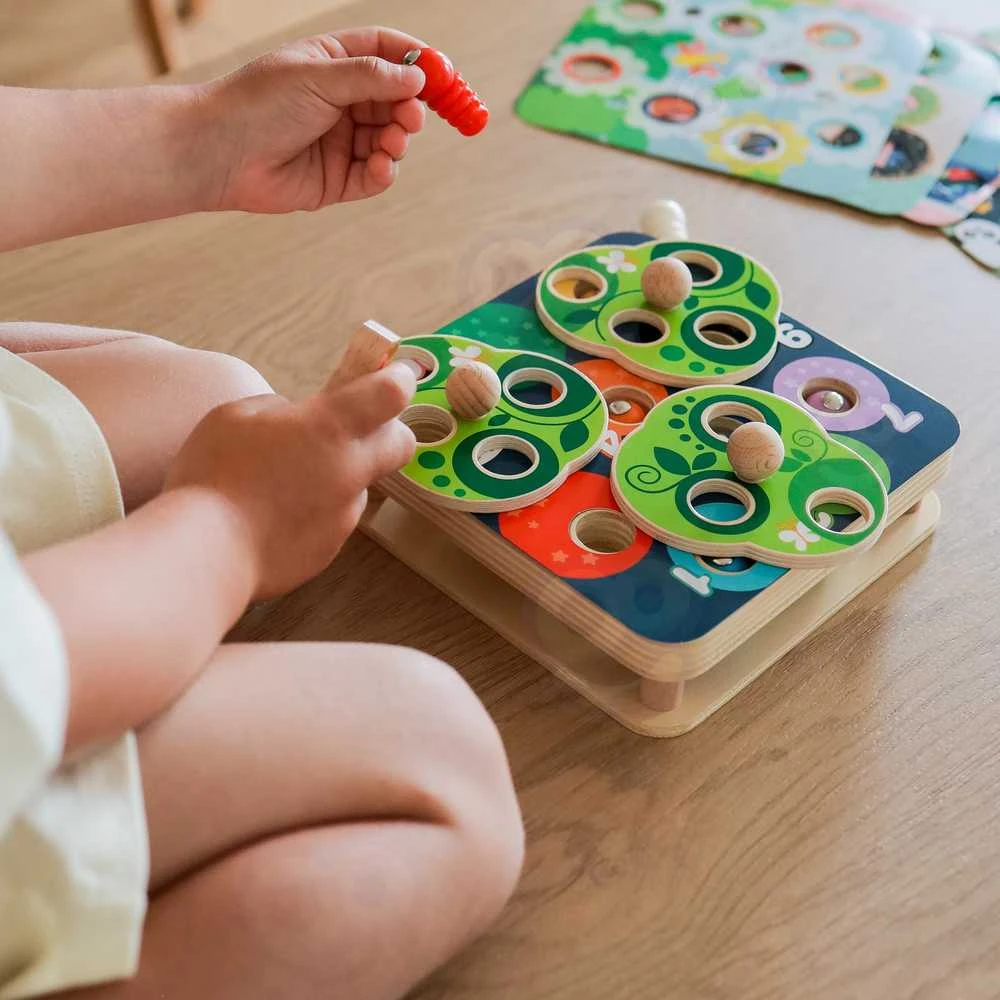 Tooky Toys TOOKY TOY Medinė Žaidimų Rinkinys 2w1 - Ištrauk Šliužus Vaikams