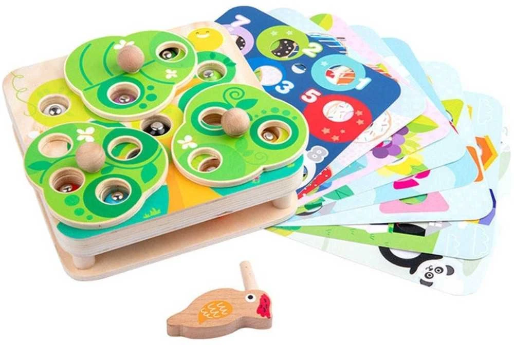 Tooky Toys TOOKY TOY Medinė Žaidimų Rinkinys 2w1 - Ištrauk Šliužus Vaikams
