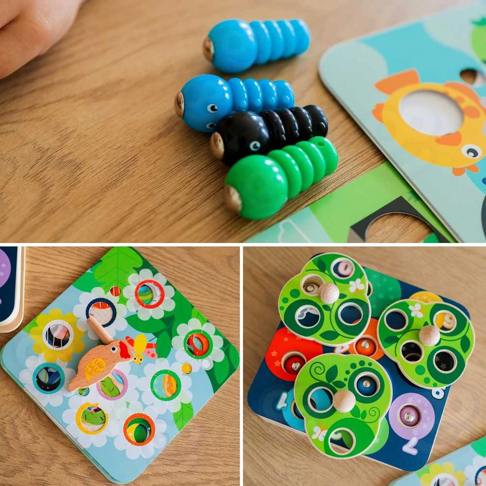 Tooky Toys TOOKY TOY Medinė Žaidimų Rinkinys 2w1 - Ištrauk Šliužus Vaikams