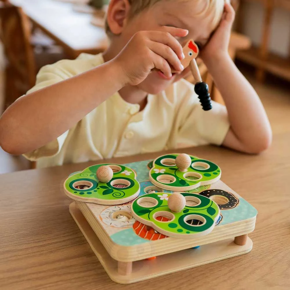Tooky Toys TOOKY TOY Medinė Žaidimų Rinkinys 2w1 - Ištrauk Šliužus Vaikams