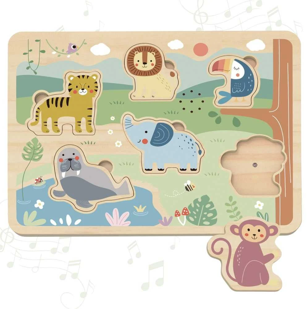 Tooky Toys TOOKY TOY medinė interaktyvi dėlionė Gyvūnėliai