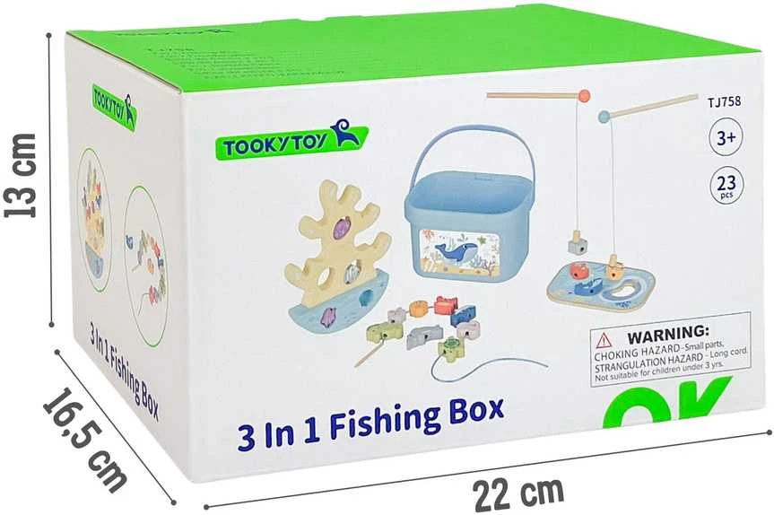 Tooky Toys Medinis jūros žaidimų rinkinys Tooky Toy 3in1 žvejyba