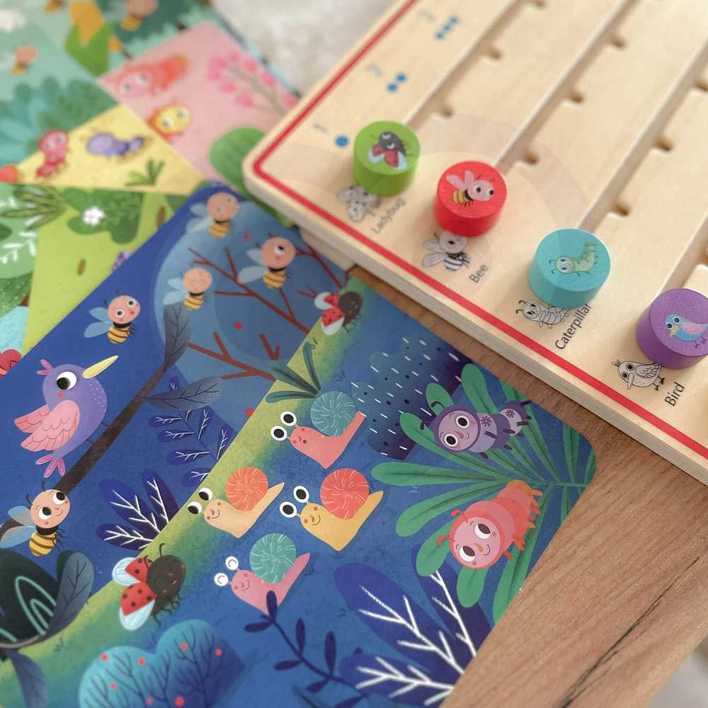 Tooky Toys Tooky Toy Medinė Žaidimų Rinkinys Skaičiavimo Mokymuisi su Gyvūnais