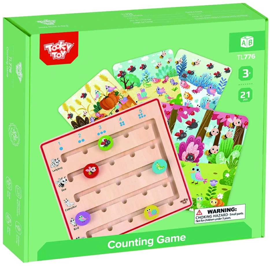 Tooky Toys Tooky Toy Medinė Žaidimų Rinkinys Skaičiavimo Mokymuisi su Gyvūnais