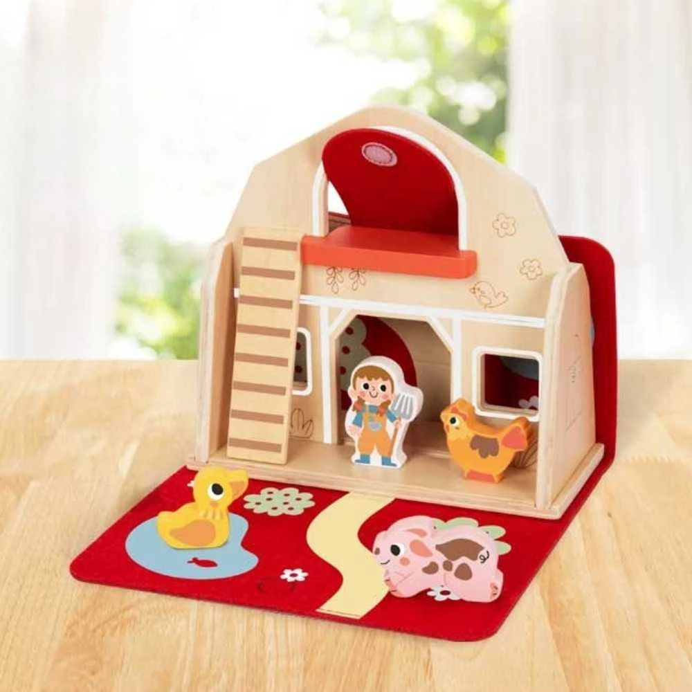 Tooky Toys Tooky Toy Medinė Skleidimo Ūkio Rinkinys su Figūrėlėmis