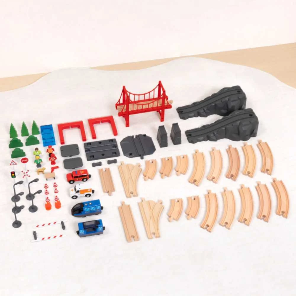 Tooky Toys Paimta žaislinė medinė eilės gaisro stažuotės greitosios pagalbos automobiliu 70 EL.