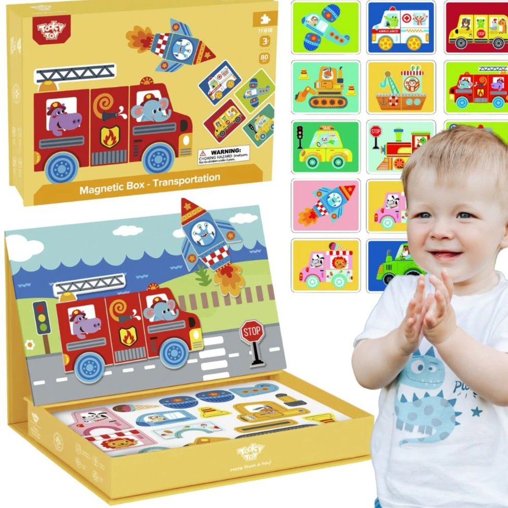 Tooky Toys Magnetinė Montessori dėlionė Tooky Toy edukacinė dėžutė su 80 elementų