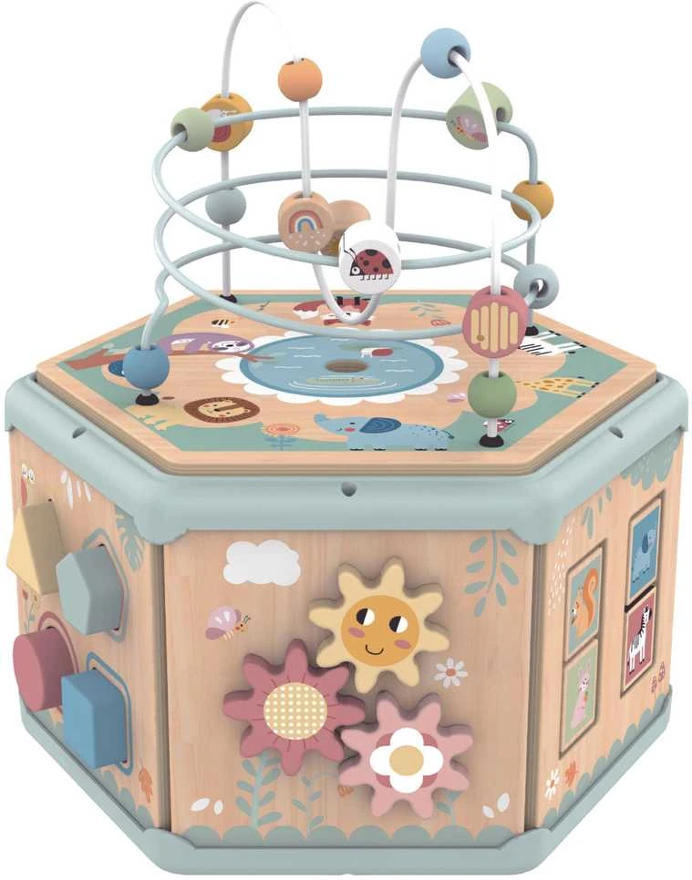Tooky Toys TOOKY TOY Interaktyvi Montessori medinė šešiakampė atidarymo dėžutė