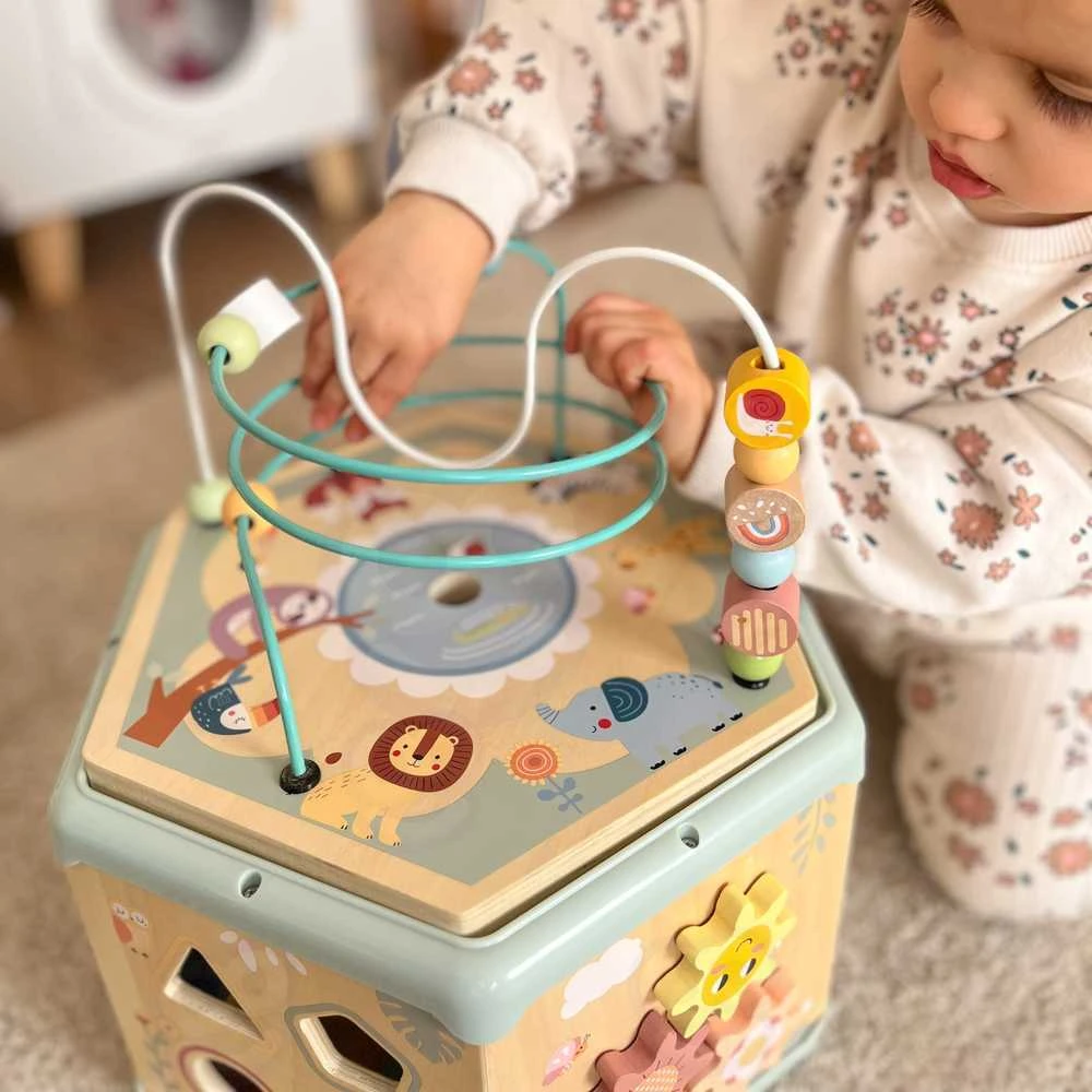 Tooky Toys TOOKY TOY Interaktyvi Montessori medinė šešiakampė atidarymo dėžutė