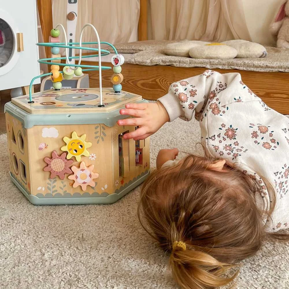 Tooky Toys TOOKY TOY Interaktyvi Montessori medinė šešiakampė atidarymo dėžutė