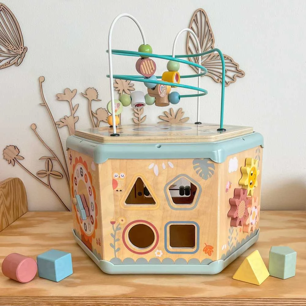Tooky Toys TOOKY TOY Interaktyvi Montessori medinė šešiakampė atidarymo dėžutė