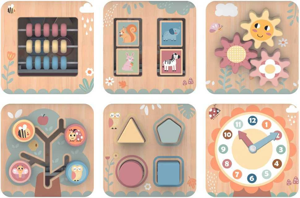 Tooky Toys TOOKY TOY Interaktyvi Montessori medinė šešiakampė atidarymo dėžutė