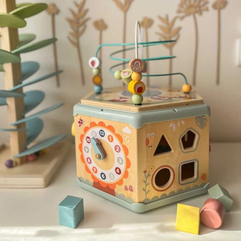 Tooky Toys TOOKY TOY Interaktyvi Montessori medinė šešiakampė atidarymo dėžutė