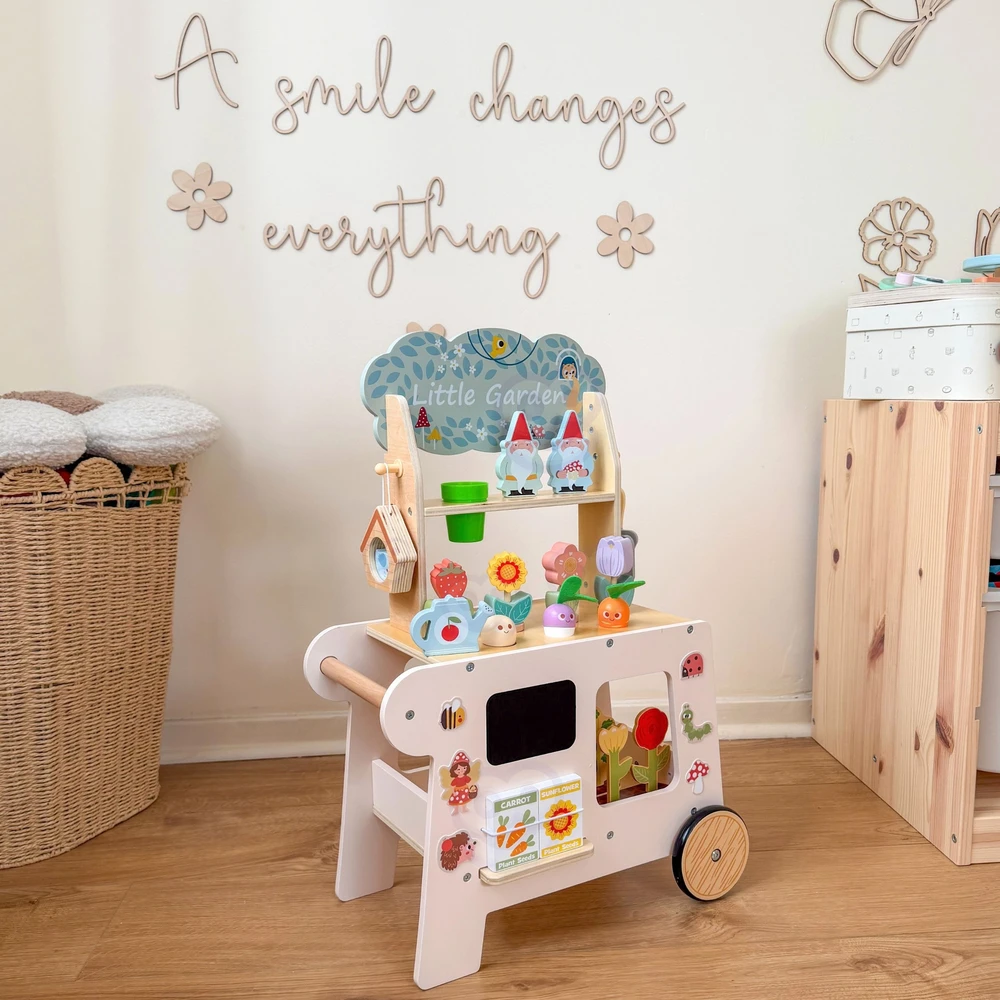 Tooky Toys TOOKY TOY Montessori medinis sodo vežimėlis 57 vnt.
