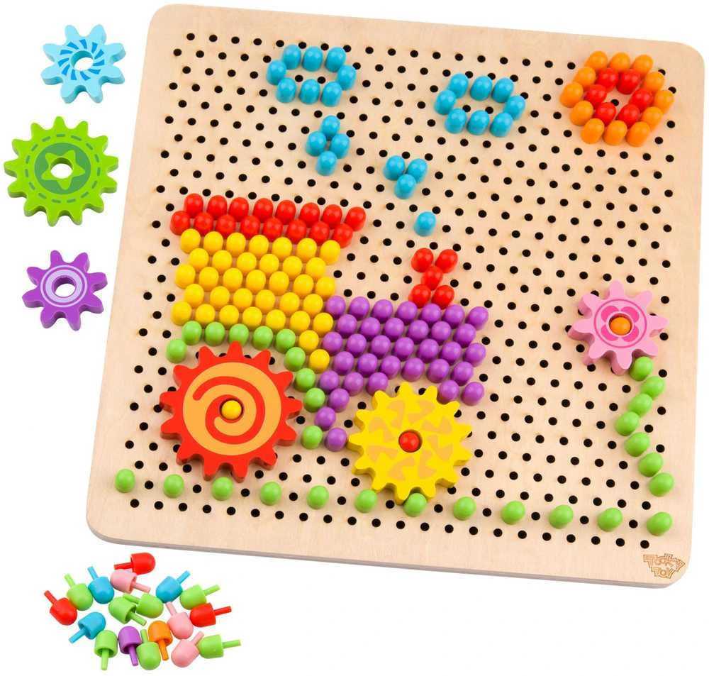 Tooky Toys Žaislų žaislas „Mosaika Montessori“ dėlionė su „Pinski“ kištuku 88 EL.