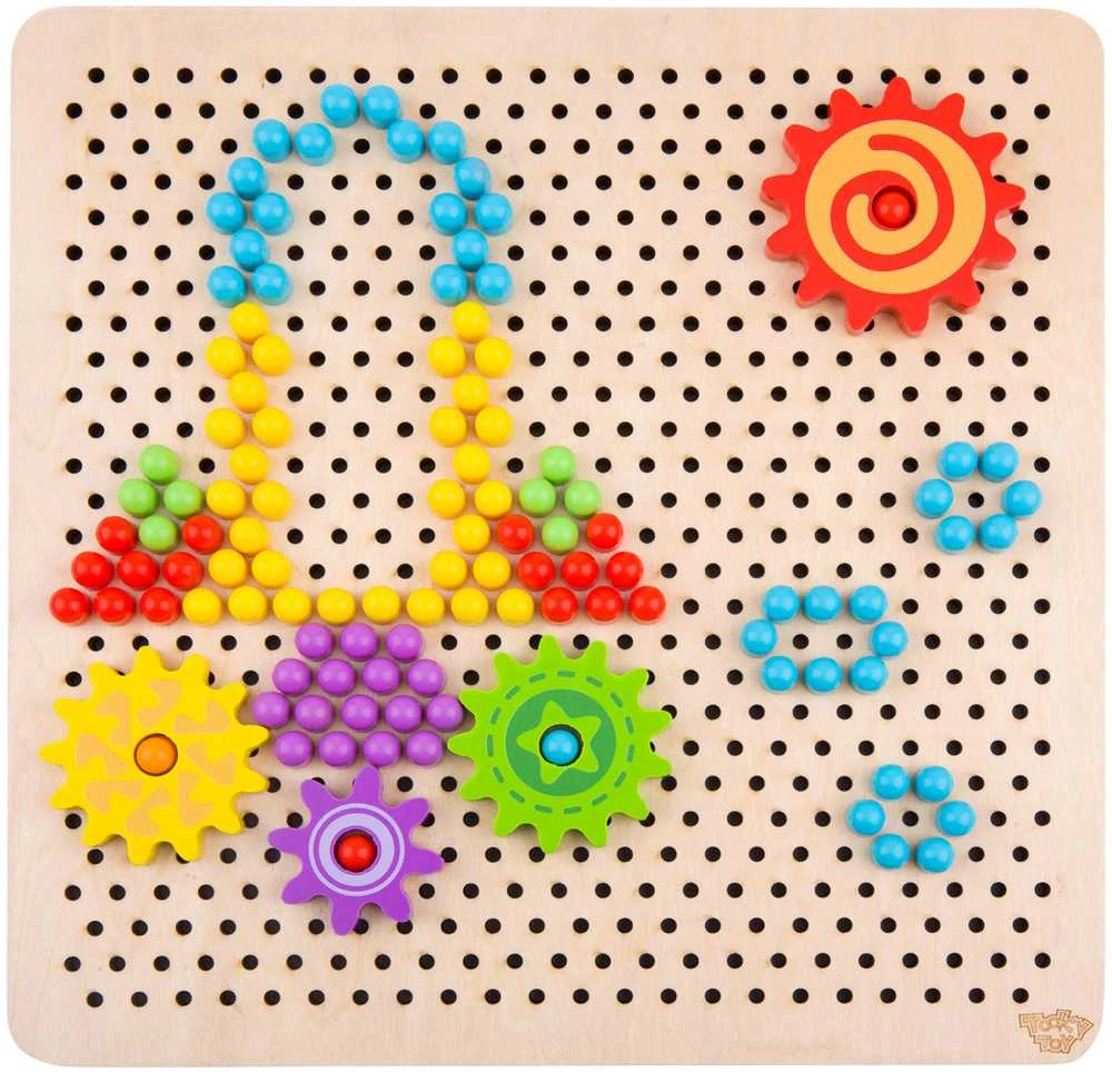 Tooky Toys Žaislų žaislas „Mosaika Montessori“ dėlionė su „Pinski“ kištuku 88 EL.