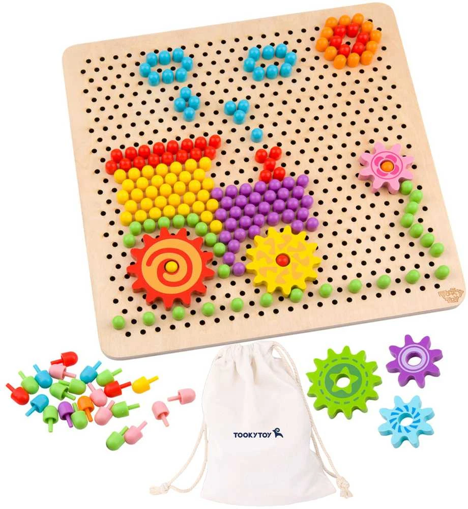 Tooky Toys Žaislų žaislas „Mosaika Montessori“ dėlionė su „Pinski“ kištuku 88 EL.