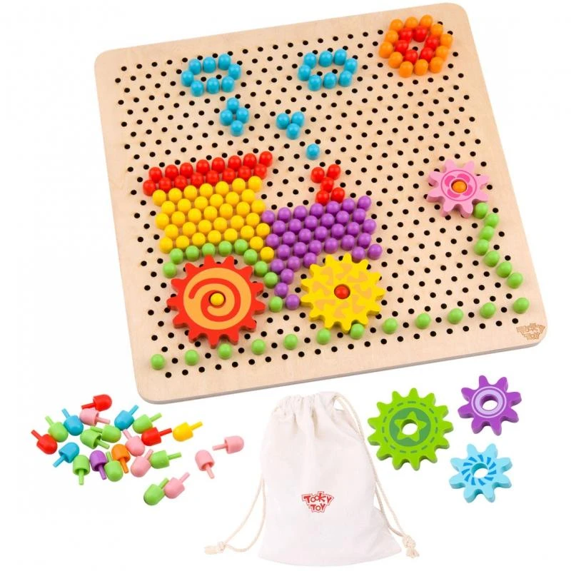 Tooky Toys Žaislų žaislas „Mosaika Montessori“ dėlionė su „Pinski“ kištuku 88 EL.