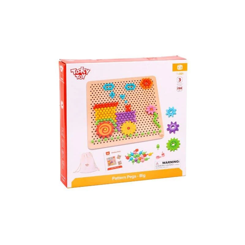 Tooky Toys Žaislų žaislas „Mosaika Montessori“ dėlionė su „Pinski“ kištuku 88 EL.