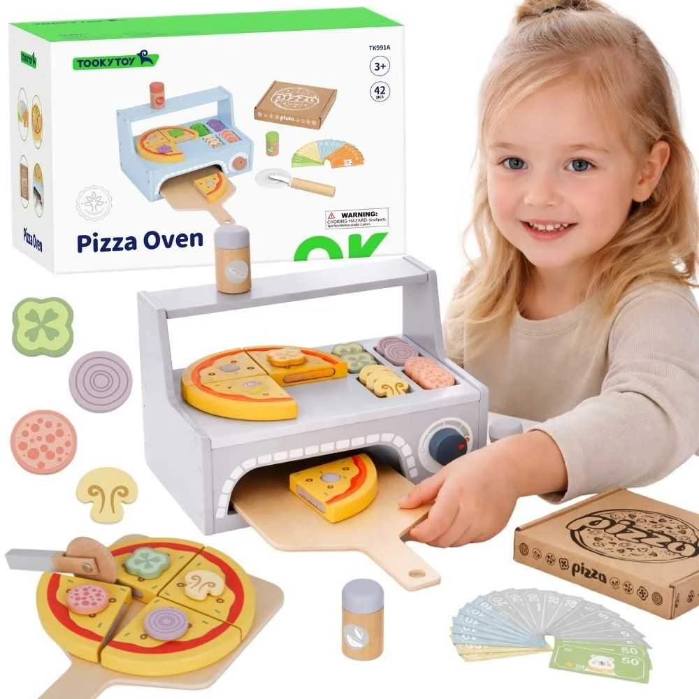 Tooky Toys Medinis TOOKY TOY picų kepimo rinkinys su krosnimi