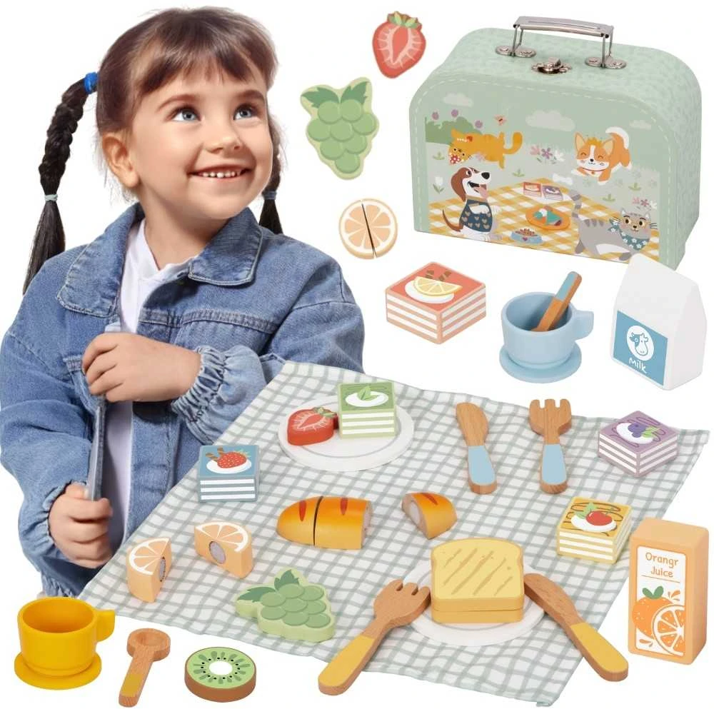 Tooky Toys TOOKY TOY medinis pikniko rinkinys lagaminėlyje