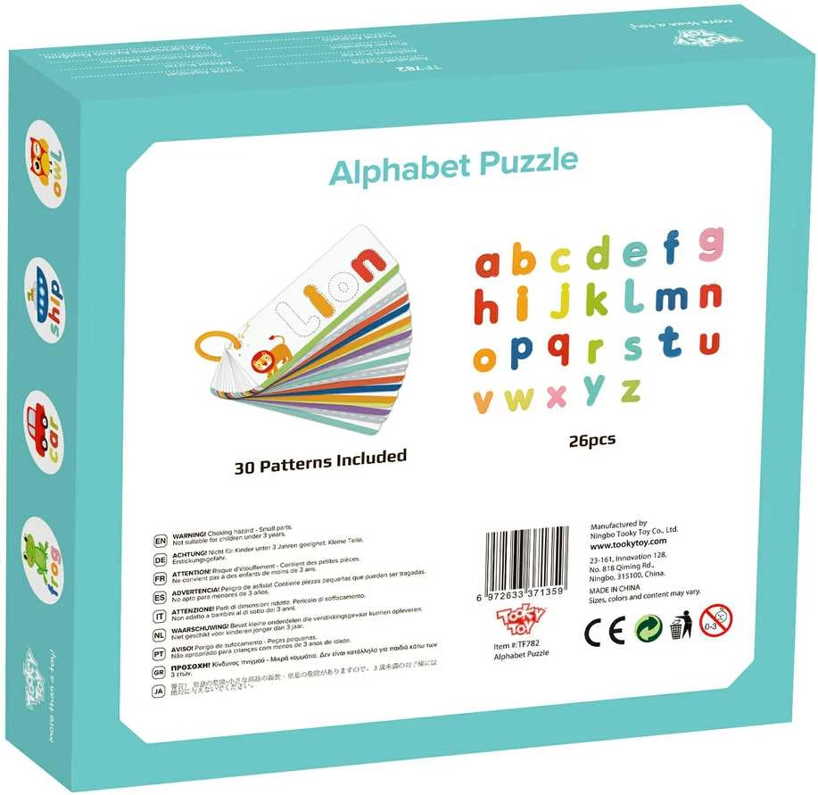 Dėlionė Tooky Toys Tooky Toy Alphabeto Galvosūkis Montessori - Gyvūnų Raidės 57 vnt.
