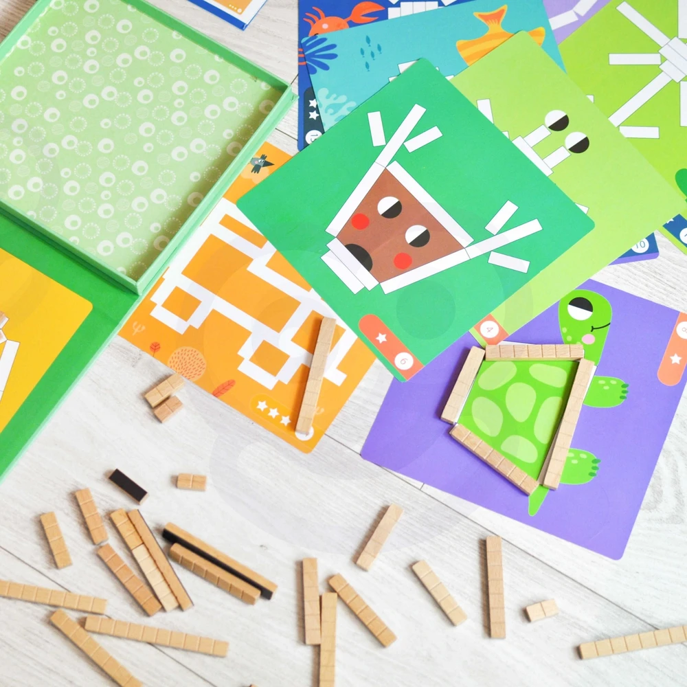 Tooky Toys Tooky Toy Medinės Magnetinės Kaladėlės Su Galvosūkiais 49 vnt.