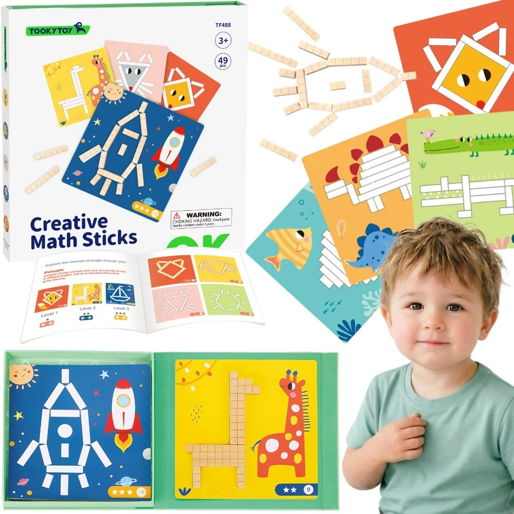 Tooky Toys Tooky Toy Medinės Magnetinės Kaladėlės Su Galvosūkiais 49 vnt.
