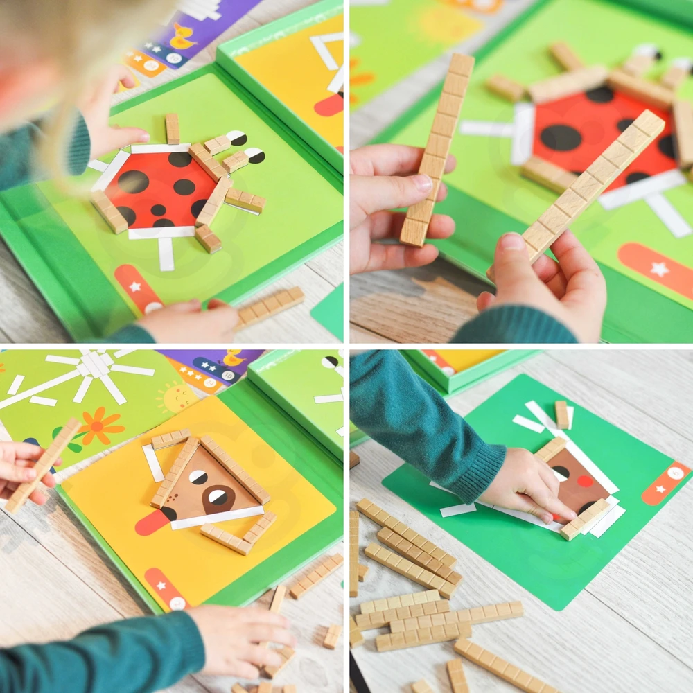 Tooky Toys Tooky Toy Medinės Magnetinės Kaladėlės Su Galvosūkiais 49 vnt.