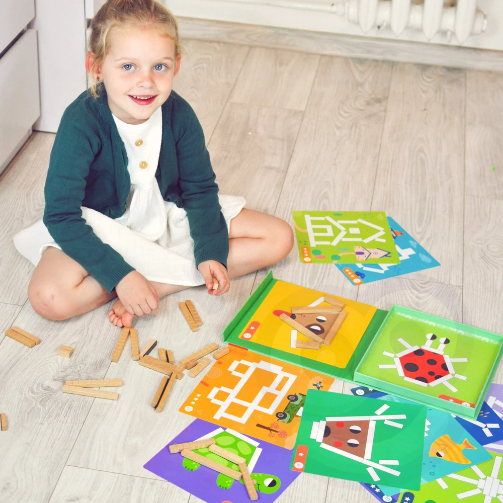 Tooky Toys Tooky Toy Medinės Magnetinės Kaladėlės Su Galvosūkiais 49 vnt.
