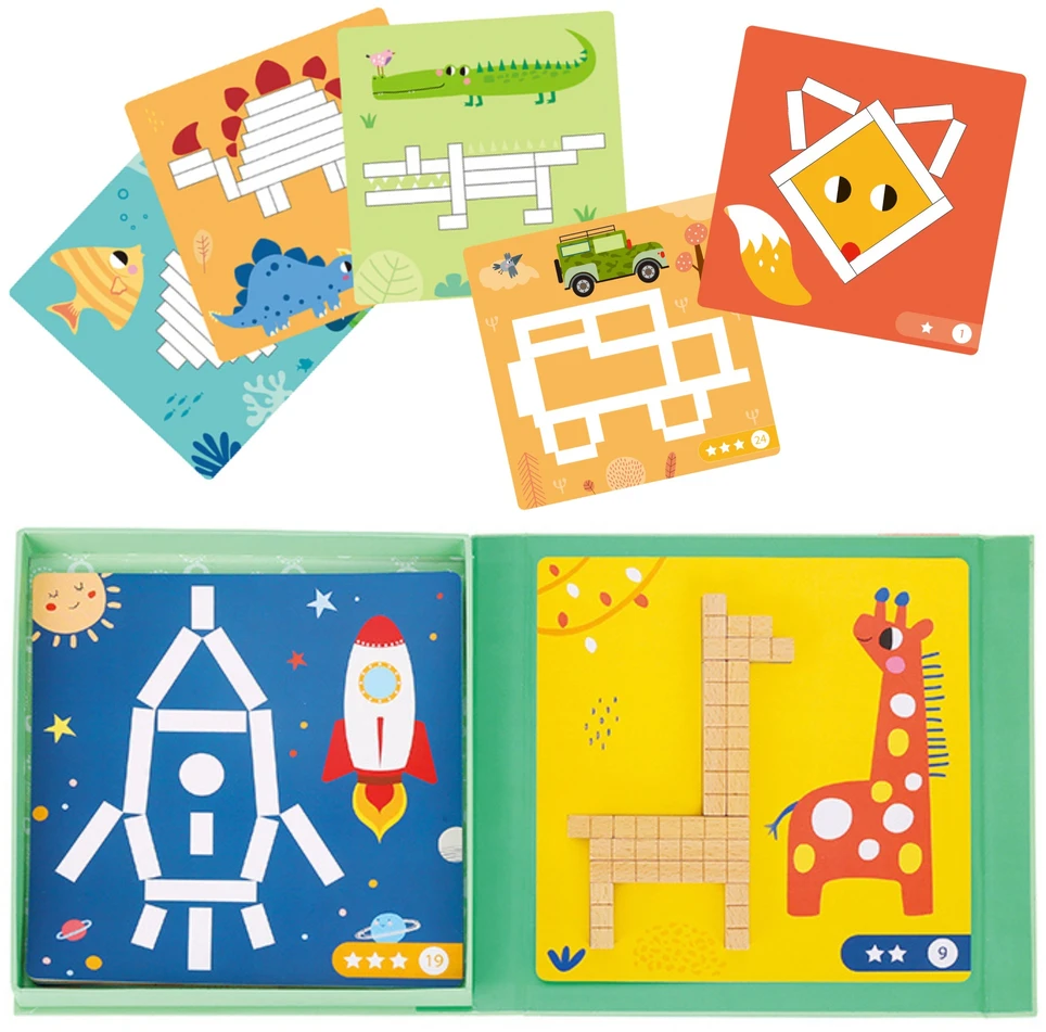 Tooky Toys Tooky Toy Medinės Magnetinės Kaladėlės Su Galvosūkiais 49 vnt.