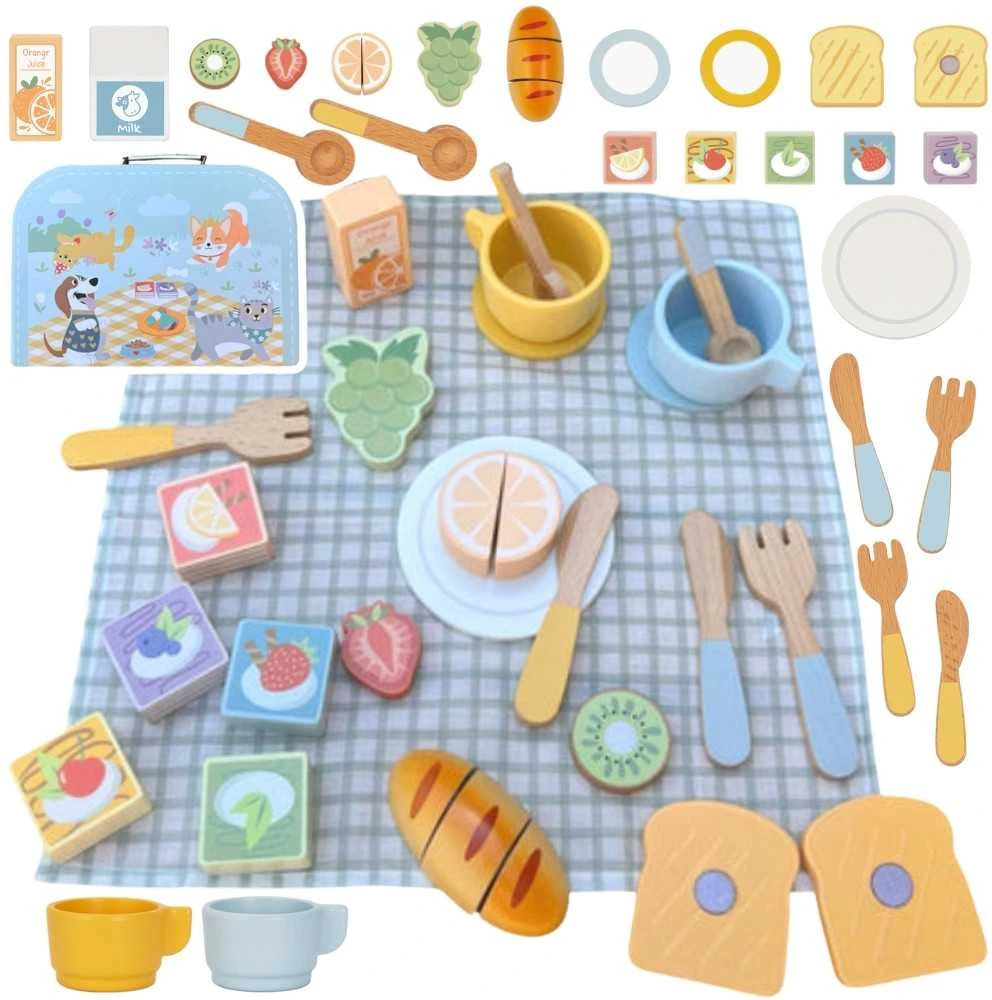 Tooky Toys TOOKY TOY medinis pikniko rinkinys lagaminėlyje