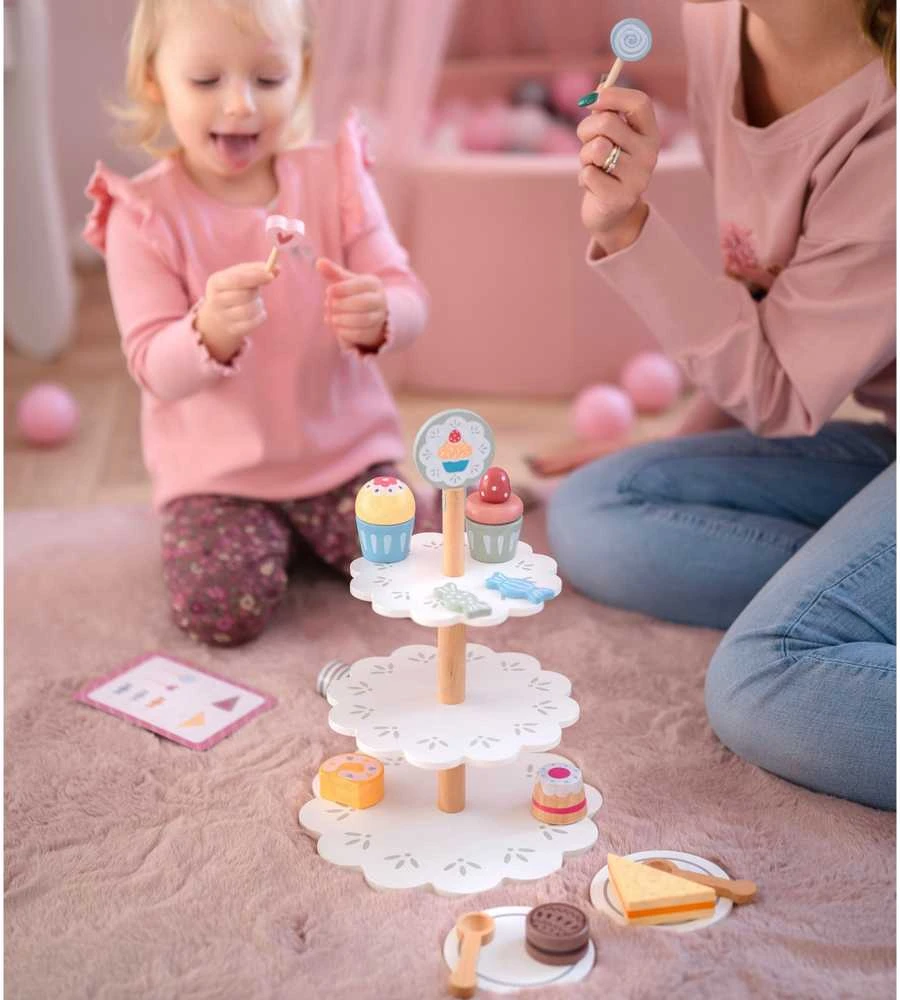 Tooky Toys Medinis trijų aukštų saldumynų stovas su keksiukais TOOKY TOY