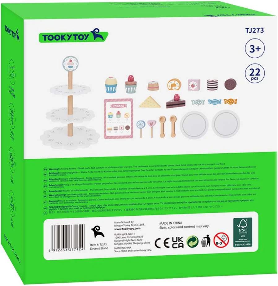 Tooky Toys Medinis trijų aukštų saldumynų stovas su keksiukais TOOKY TOY