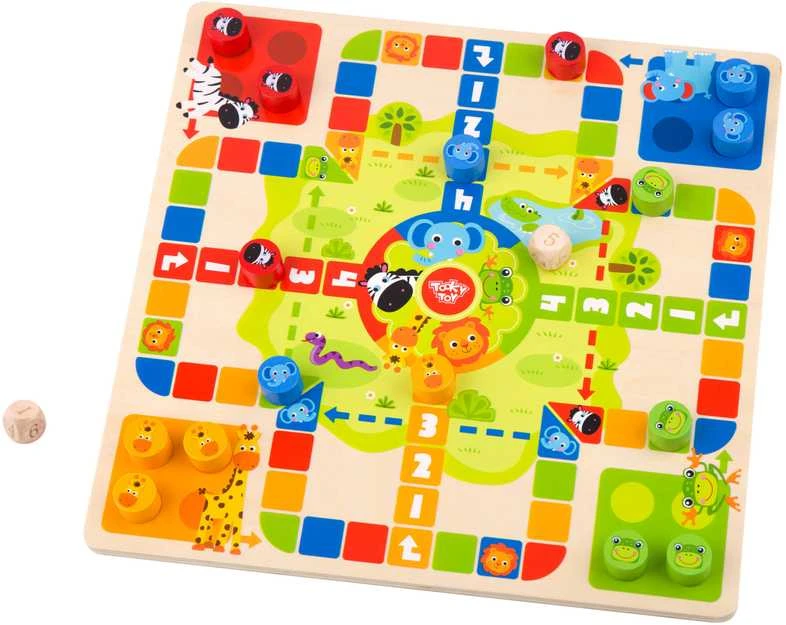 Tooky Toys „Taky“ žaislų žaidimų loginiai žaidimai 2in1 Ludo kinų + nemokami gyvūnai