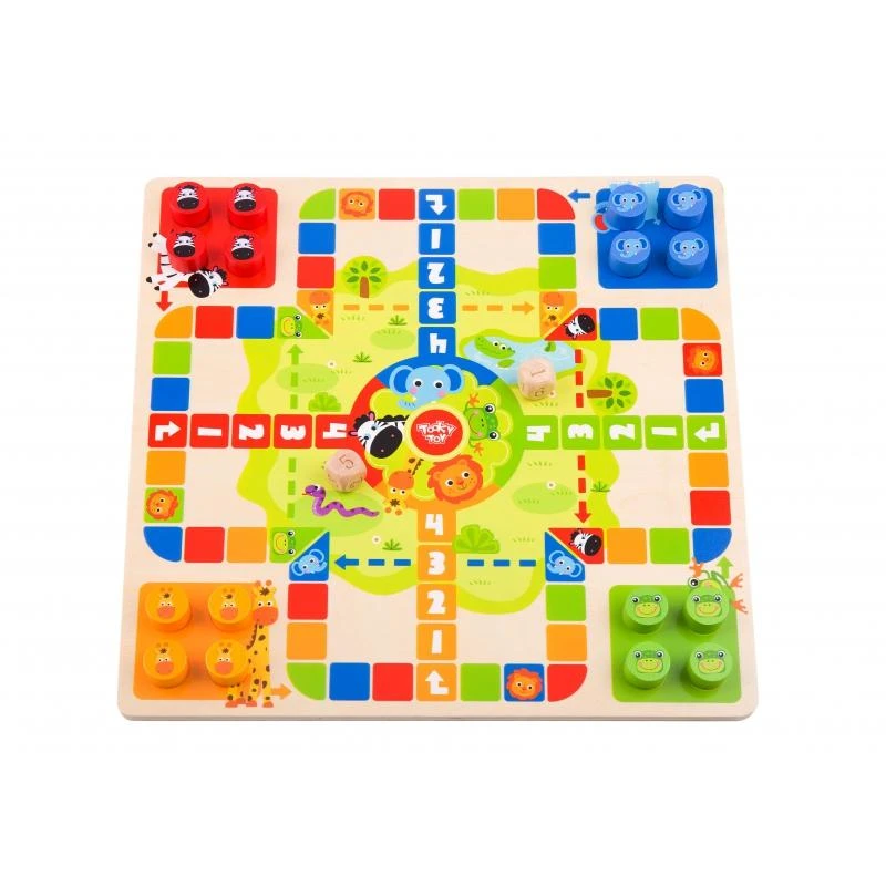 Tooky Toys „Taky“ žaislų žaidimų loginiai žaidimai 2in1 Ludo kinų + nemokami gyvūnai