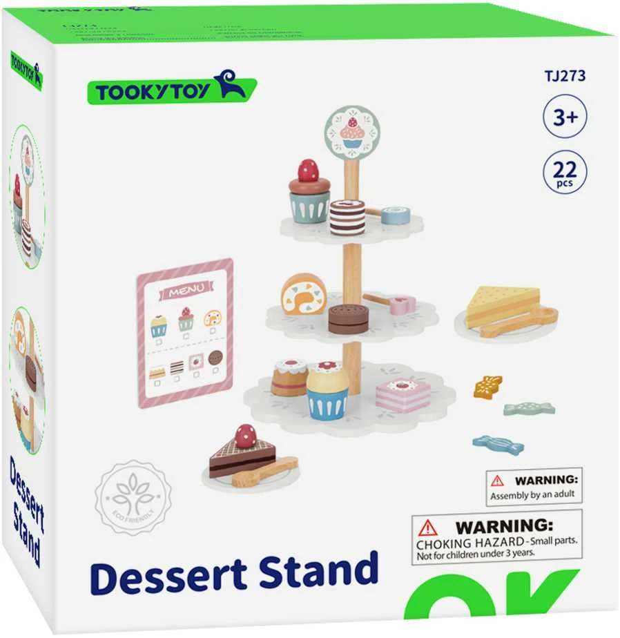 Tooky Toys Medinis trijų aukštų saldumynų stovas su keksiukais TOOKY TOY