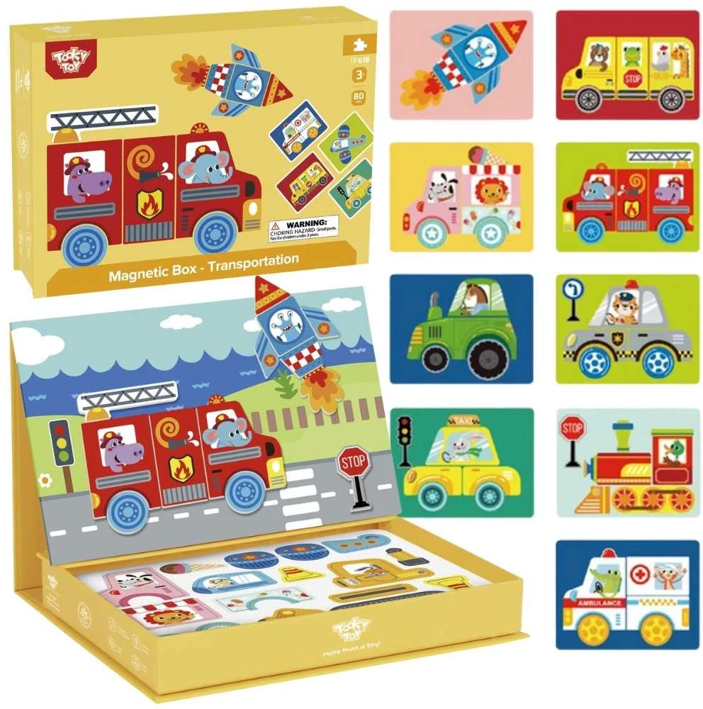 Tooky Toys Magnetinė Montessori dėlionė Tooky Toy edukacinė dėžutė su 80 elementų