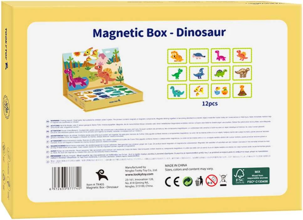 Tooky Toys TOOKY TOY magnetinė dėlionė Dinozaurai