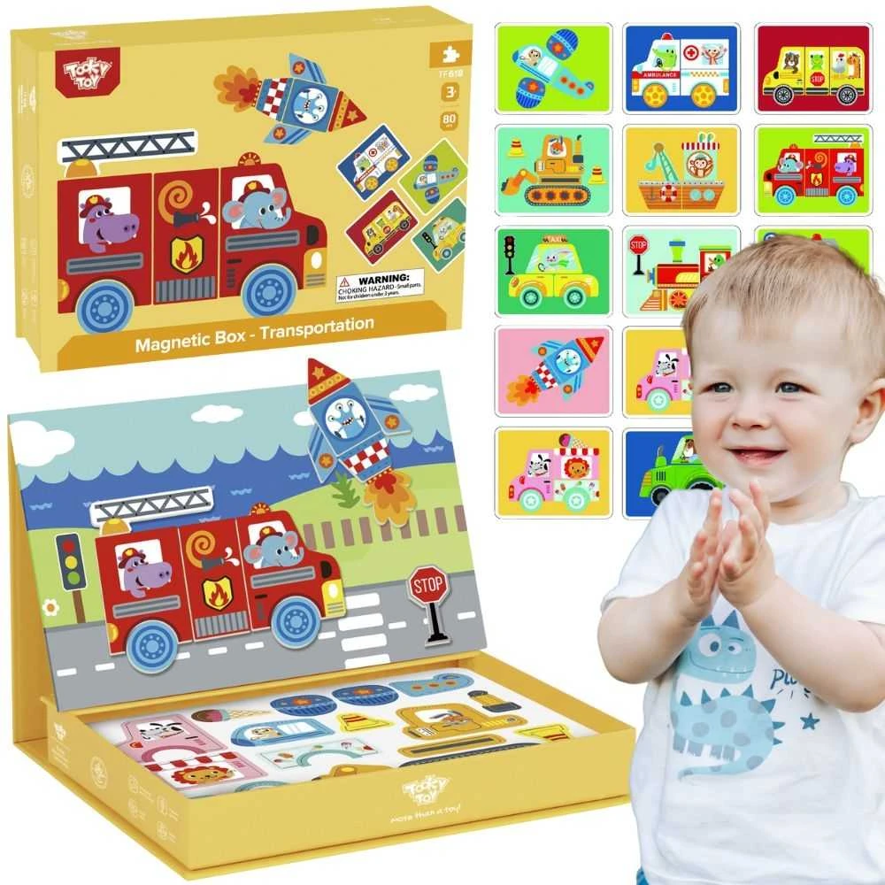 Tooky Toys Magnetinė Montessori dėlionė Tooky Toy edukacinė dėžutė su 80 elementų