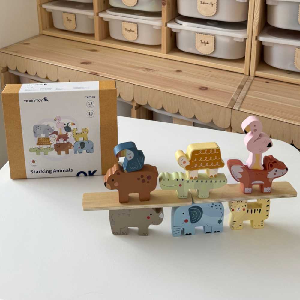 Tooky Toys Medinės Montessori kaladėlės Gyvūnėliai TOOKY TOY