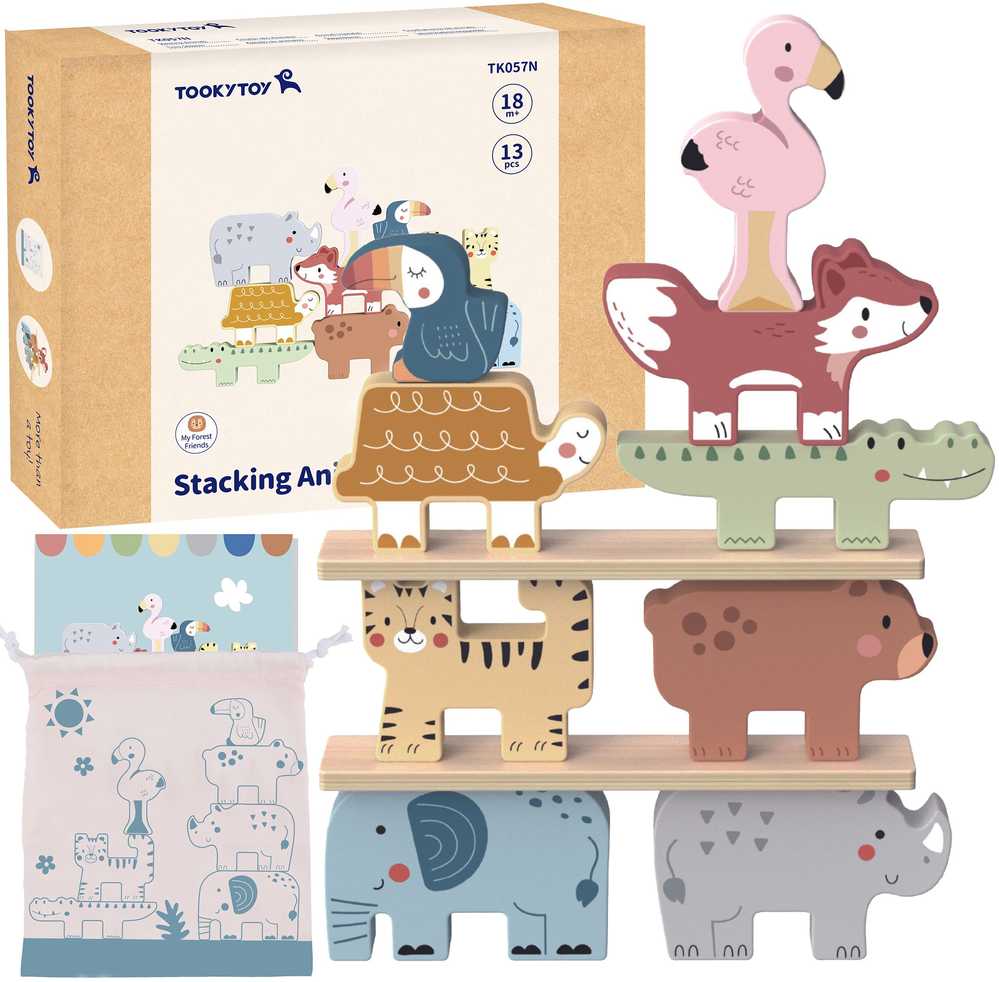 Tooky Toys Medinės Montessori kaladėlės Gyvūnėliai TOOKY TOY