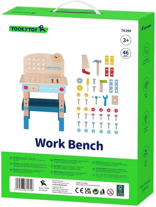 Tooky Toys Žaislų medinis „pasidaryk pats“ stalo dirbtuvės