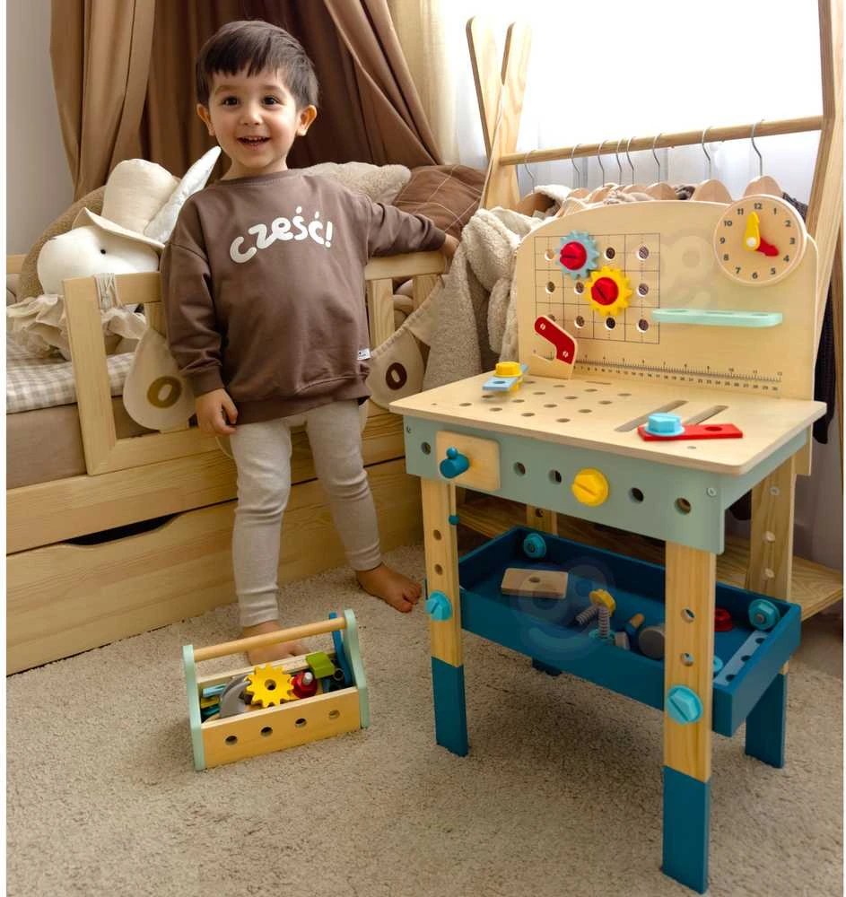 Tooky Toys Žaislų medinis „pasidaryk pats“ stalo dirbtuvės