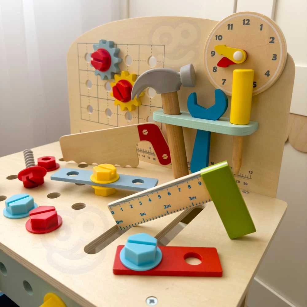 Tooky Toys Žaislų medinis „pasidaryk pats“ stalo dirbtuvės