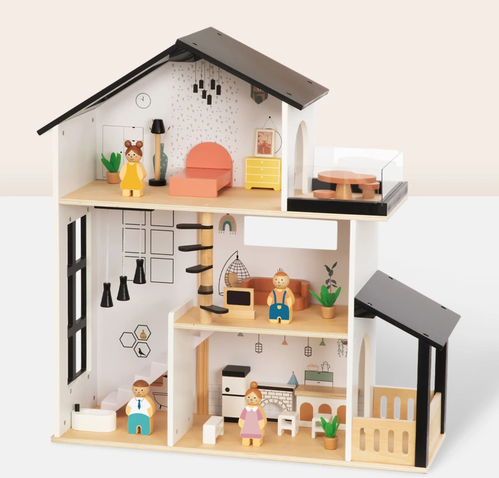 Tooky Toys TOOKY TOY medinis lėlių namelis 25 vnt