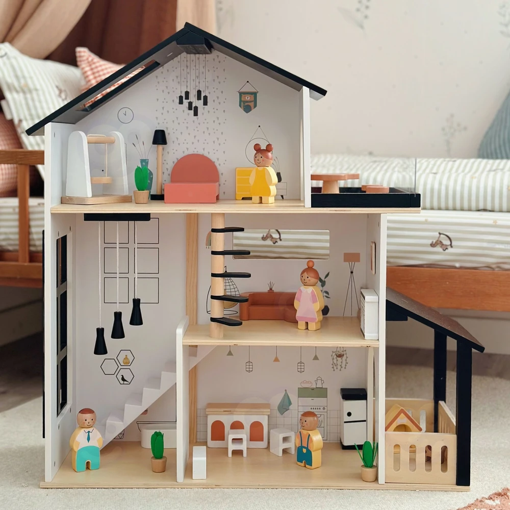 Tooky Toys TOOKY TOY medinis lėlių namelis 25 vnt