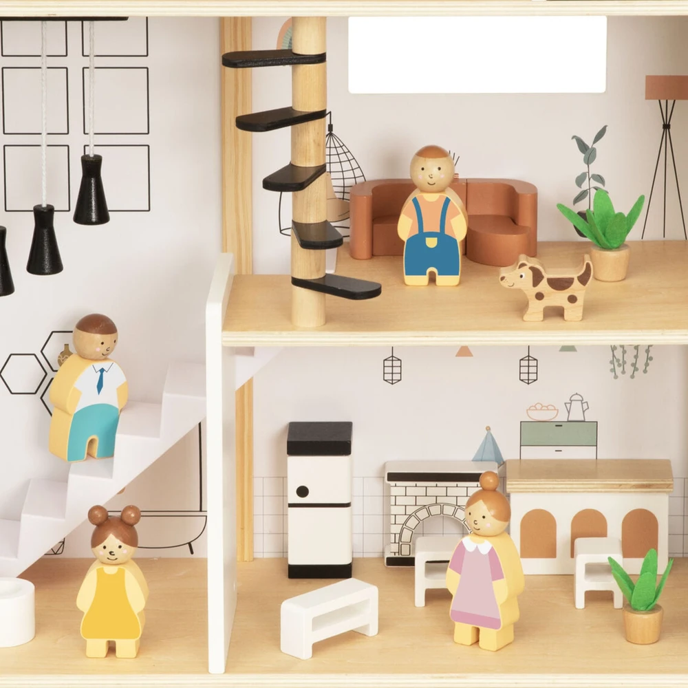 Tooky Toys TOOKY TOY medinis lėlių namelis 25 vnt